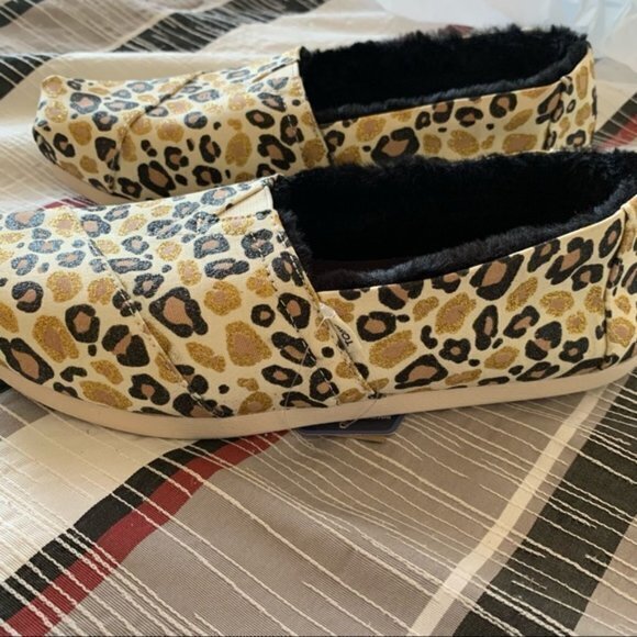 NEW TOMS Classic Alpargata Gold Glitter Cheetah - Picture 3 of 5